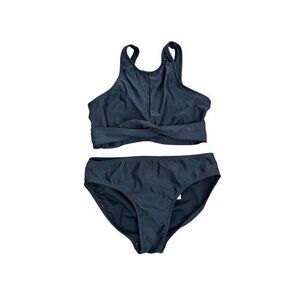 Abercrombie Kids 2-Piece Black Bikini Set Size 11/12 Youth Twist Front Detail &